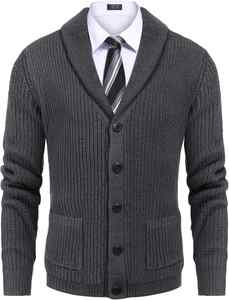 Cárdigan de lana a la moda informal para hombre, chaqueta con logotipo personalizado, cárdigan de punto de lana de talla grande de Color sólido, hebilla de lana - Product Image 2