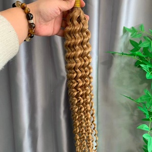 CF357 # 27 mèches de tresses pré-bouclées au crochet style bohème, ondulées, de 8 mm, <span class=keywords><strong>avec</strong></span> cheveux humains, extensions de cheveux à tresser, cheveux vietnamiens en vrac - Product Image 4