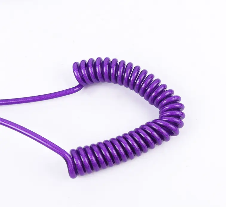 Cordas de cabo em espiral para fios e conjuntos de cabos, fio de algodão roxo de tamanho personalizado com núcleo interno de mola e rosca