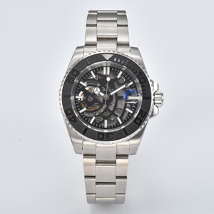 Reloj mecánico negro NH70 para hombre, esfera hueca, 100m, reloj de pulsera impermeable para buzo, naranja, minuto, mano curvada, 40mm - Product Image 3