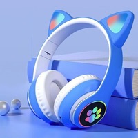 Casque sans fil rose mignon avec oreilles de chat, microphone antibruit, écouteurs, casque de jeu pour filles