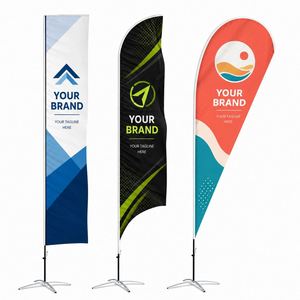 Bandera de Playa Personalizada Impresa por Ambos Lados, Bandera de Pluma en Forma de Lágrima con Mástil y Base Cruzada, Bandera Publicitaria para Exteriores - Product Image 1