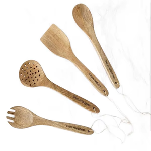 Ensemble de couverts en bois élégant ensemble de cuillères de cuisine ustensiles de cuisine cuillères en bois naturel pour servir en remuant et les besoins de cuisson quotidiens - Product Image 2