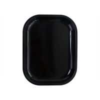 RTS Smoke Shop Vente en gros Plateau à roulettes en métal noir de couleur unie avec couvercle 18x14cm Kit d'accessoires à rouler pour fumeurs