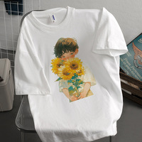 Anti-pilling 100% katoenen casual T-shirt met vlindermouwen - los gebreide top - maat XL - zacht, ademend - voor dagelijkse buitenactiviteiten