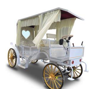 White Golden Electric Wedding Carriage Heart Window <b>Sheer</b> <b>Curtain</b> Canopy Romantic Sightseeing Parade Cart - Product Image 1