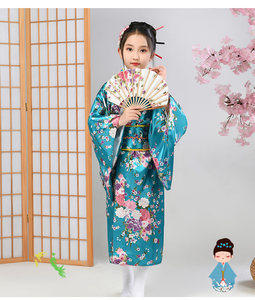 Vestido Tradicional Japonés Estilo Kimono con Diseño de Pavo Real para Niña, Disfraz de Cosplay Japonés, Traje <span class=keywords><strong>Haori</strong></span>, <span class=keywords><strong>Ropa</strong></span> Asiática - Product Image 2