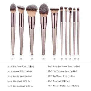 ชุดแปรงแต่งหน้า 10 ชิ้น สีแชมเปญ สำหรับรองพื้น แป้งฝุ่น บลัชออน อายแชโดว์ เบลนดิ้ง ใบหน้า ดวงตา ชุดแปรงเครื่องสำอางสำหรับผู้หญิง - Product Image 2