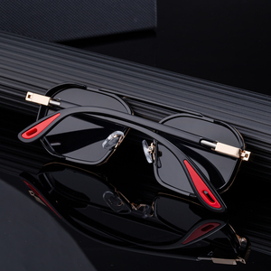 Gafas de sol KAJILA estilo punk, diseño personalizado con logotipo, montura rectangular de <span class=keywords><strong>doble</strong></span> viga con bisagras de resorte, protección UV400, para hombre. - Product Image 3