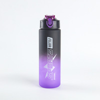 Bouteille d'eau de sport portable en plastique de 1000 ml avec sangle, couleur dégradée, pour boire directement en voyage