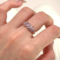 Bague complète scintillante populaire en lavande ancienne, élégante et haut de gamme pour femme, livraison directe