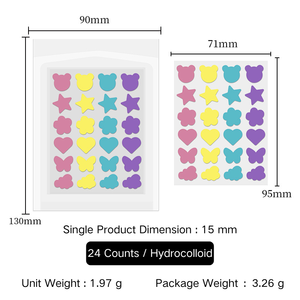 Vente en gros d'usine, patchs d'acné hydrocolloïdes personnalisés et colorés, imperméables, résistants à la <span class=keywords><strong>transpiration</strong></span>, biologiques, végétaliens, <span class=keywords><strong>traitement</strong></span> localisé pour le visage - Product Image 3
