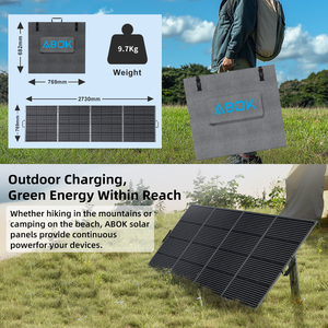 Panel Solar Portátil Plegable ABOK de 400W, Fuente de Energía de Recarga Fotovoltaica para Estaciones de Carga, Conexión en Serie - Product Image 1
