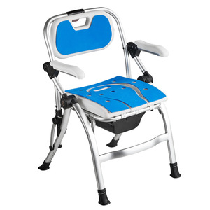 Chaise de douche portable en alliage d'aluminium, capacité de charge de 150 kg, pliable à un bouton avec accoudoirs pour personnes âgées et femmes enceintes - Product Image 4