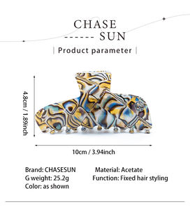 Pince à cheveux asymétrique de 10cm en forme d'arc de style européen et américain avec motif brun blanc - Product Image 6