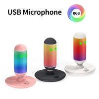 Microphone à condensateur USB OEM Studio avec éclairage RGB pour jeux, ordinateurs, smartphones et enseignement - Connexion Type-C