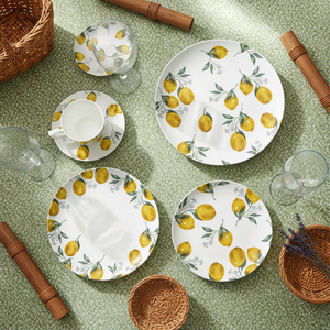 Service de table en céramique personnalisé motif citron, formes variées, assiettes en porcelaine fine, tasses à thé et café avec soucoupes, ensemble de <span class=keywords><strong>vaisselle</strong></span> - Product Image 6