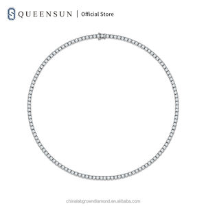 ラボダイヤモンド 14Kソリッドホワイトゴールド テニスチェーンネックレス レディース/メンズ ラグジュアリー IGI認定 ウェディング 淡水パール ボールシェイプ 2mm - Product Image 5