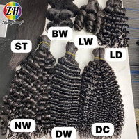 Extensions de cheveux humains 100% naturels non tissés pour tressage, non traités, effet mouillé et ondulé, en vrac, sans trame