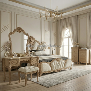<span class=keywords><strong>Lit</strong></span> classique français en bois sculpté, taille King, capitonné en bouclé, ensemble de chambre à coucher pour hôtel, chambre d'hôtes, projet de villa, FF&E sur mesure - Product Image 4