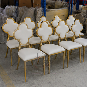 Gold Clover Back Stainless Steel Event Chair with <b>White</b> <b>Cushion</b> for Wedding and Hotel Banquets Wholesale Seating - Product Image 3