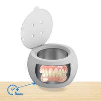 Denture ultrassônico caixa da máquina portátil de suporte dos dentes com limpador uv