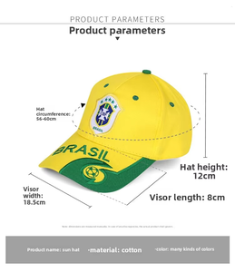 Gorra de Béisbol con Logotipo Bordado de Algodón, Visera Ancha, para Aficionados al Fútbol de Brasil y <span class=keywords><strong>Argentina</strong></span>, Regalo para Animar a los Equipos - Product Image 5
