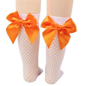 Ins Children Spanish Heavy Wind Hollow Out Calcetines Niñas Bowknot British Fishnet Medias Niños Calcetines largos de verano - Product Image 4