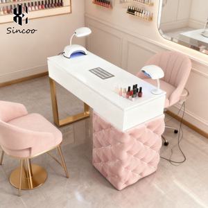 Mesa de Manicura con Revestimiento de Cuero y Ventilador de Aspiradora Rosa, Tamaño Personalizable, para Mesa de Uñas - Product Image 2