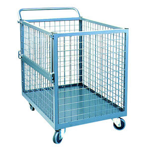 Chariot à roulettes en treillis métallique robuste pour le stockage en entrepôt et la manutention des matériaux - Product Image 1