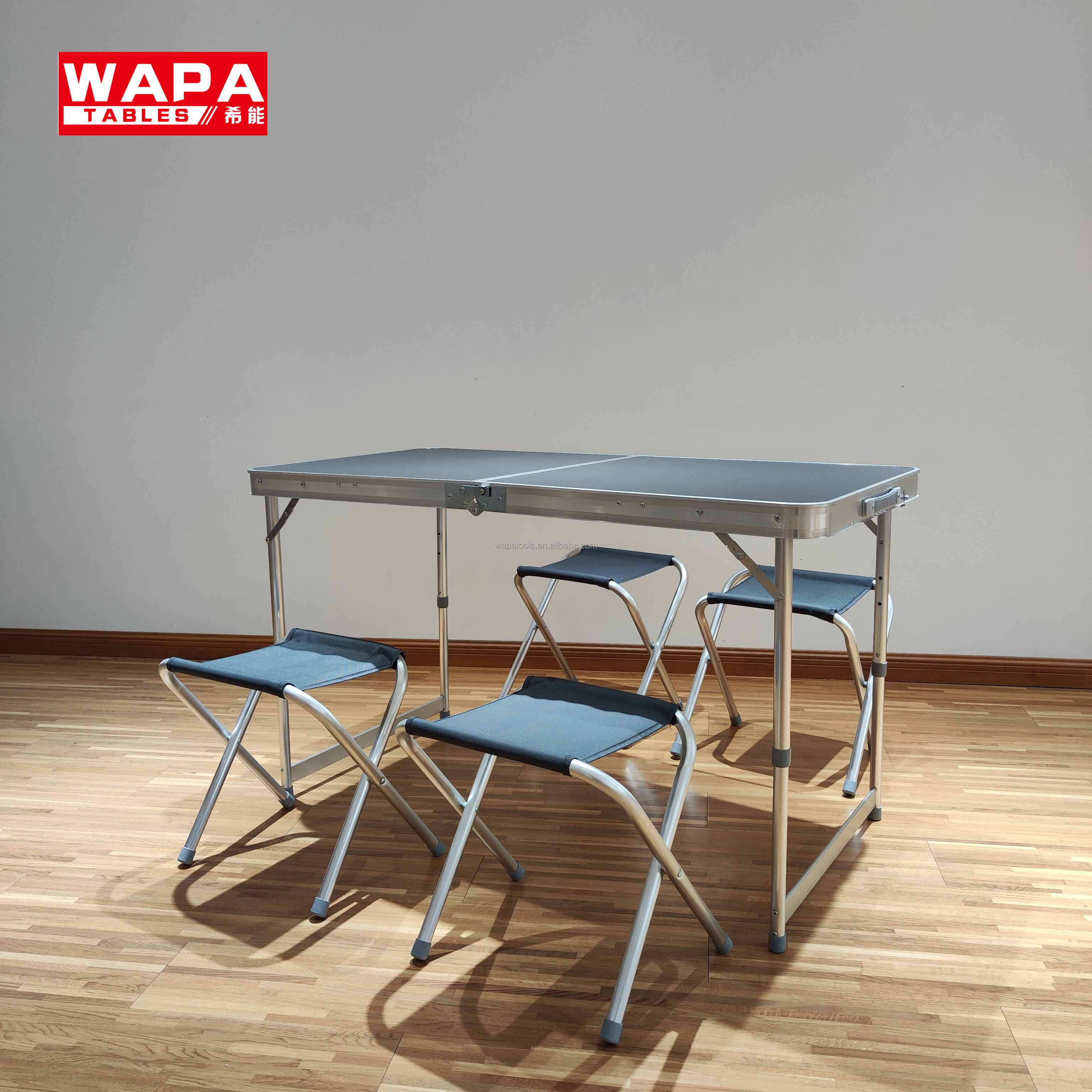 Adjustable Height Aluminium Folding Table And Chair Set Camping