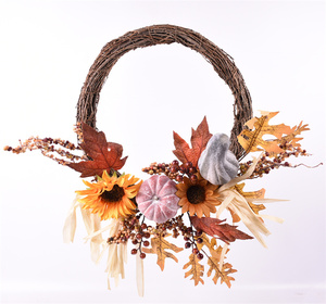 Hot Sale Handmade Fall Autumn Decoration Aritificial <strong>Maple</strong> <strong>Leaf</strong> Autumn Fall Wreath