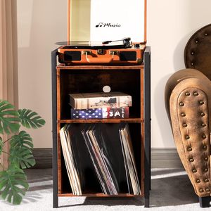 <span class=keywords><strong>Meuble</strong></span> de rangement moderne en métal et bois pour disques vinyles, support de platine pour salon, chambre et maison - Product Image 5