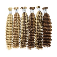 FH Cheveux humains en vrac pour tresses bohèmes, Cheveux en vrac sans trame, Ondulations profondes, Cheveux humains vierges Remy pour tressage, Fournisseur d'extensions en vrac