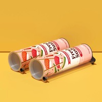 Boîte à sushi rose créative en forme de dessin animé, tube en papier kraft imprimé sur mesure, emballage alimentaire cylindrique avec compartiment transparent