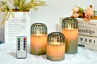 Kanlong Lot de 3 bougies électroniques LED rayées en verre sans flamme pour Noël