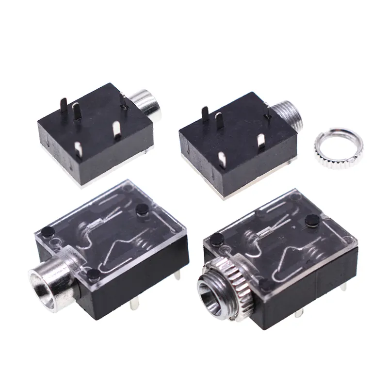 PJ324/PJ324M Conector de alimentación de audio con orificio óptico de 3,5 MM con cubierta transparente Toma de auriculares de 5 pines de 3,5mm con tornillo