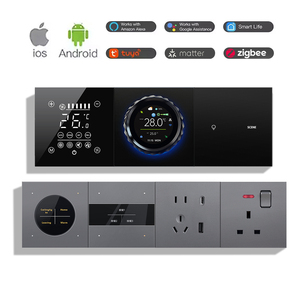 Interrupteur intelligent indien compatible Zigbee Z-wave Matter avec commande vocale, gradation de la lumière, 1 2 3 4 gang, avec prise pour la maison - Product Image 1