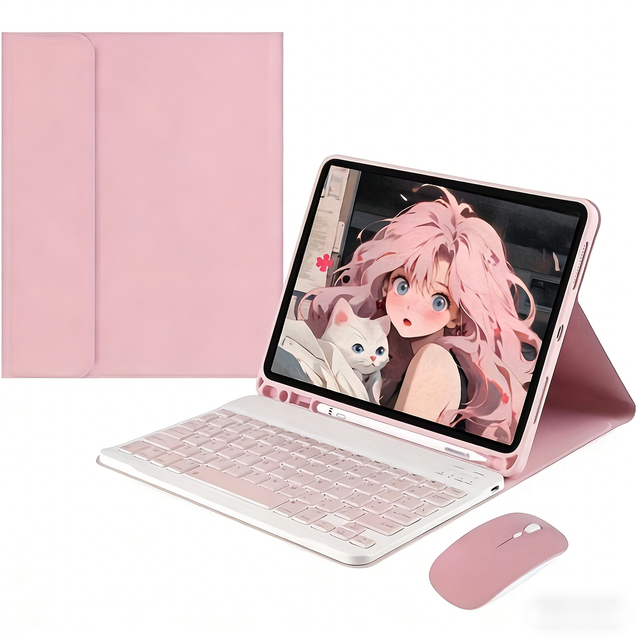 Wireless Bluetooth Backlit Keyboard Case with Pencil Holder for iPad Pro 12.9 Inch Slim Protective Tablet Cover with Keyboard