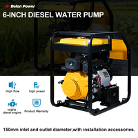 Pompa Air Diesel Aliran Tinggi 6 Inci untuk Pasokan Air di Pegunungan Tinggi, Daya Angkat 28m, Tangki Bahan Bakar 6.5L, Kapasitas 460ml, Mesin Diesel 192FD