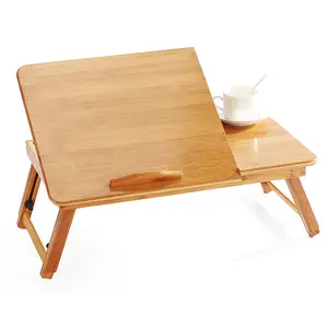 竹調節可能なラップトップデスク木製ラップトップデスクスタンディングテーブルポータブル折りたたみ式竹木製スタンドカスタマイズ