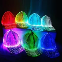 Cappello LED a 7 Colori Cangianti con Fibra Ottica, Cappellino da Baseball Luminoso per Danza, Corsa Notturna, Hip-hop, Cappello Lampeggiante per Feste e Festival
