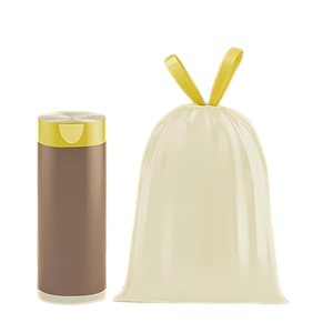 HuamaohengchunUltra Strong <b>Drawstring</b> Trash <b>Bags</b>,4 Gallon,Fragrance Free,<b>Small</b> Garbage <b>Bags</b>,15 Pcs Lemon Color - Product Image 1