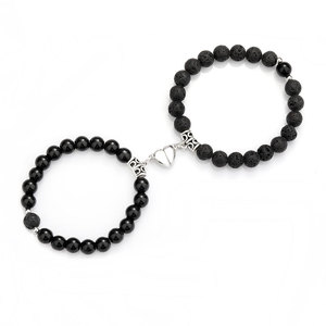 Ensemble de 2 bracelets magnétiques pour couples, bracelets d'amitié pour lui et elle, perles magnétiques, bracelet cœur, distance, bracelets assortis pour couples - Product Image 1