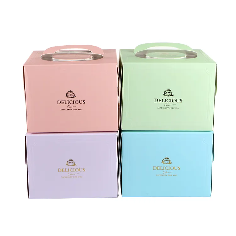 Paper Packing Cake Box Food Grade Tall Handle Custom Cardboard Kraft Paper Cupcakes Boxes Customized Delivery Gift Wedding