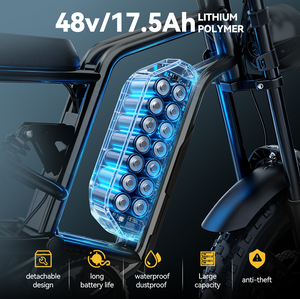 Vélo électrique Hidoes B6 Streetbikes 1200W avec pneus larges de 20 pouces, vitesse de 50 km/h, batterie au lithium 48V 15.6AH, certifié FCC/ROHS/CE/UKCA, prêt à l'emploi - Product Image 5