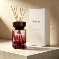 Coffret Cadeau Diffuseur de Luxe avec Bouteille en Verre, Couvercle en Bois, Bâtonnets en Rotin, Boîte en Papier Imprimée – OEM ODM Marque Privée Parfum d'Ambiance