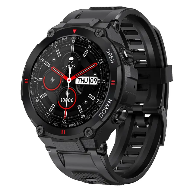 K22 relógio smartwatch masculino, 400mah, bateria grande, música, monitoramento de atividades esportivas, bt, chamadas, monitoramento de saúde