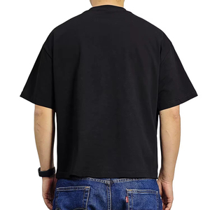 เสื้อยืดทรงบ็อกซ์คัทผู้ชายแบบเรียบ ผ้าคอตตอน 100% หนัก 250-300 กรัม เสื้อยืดโอเวอร์ไซส์ ไหล่ตก ทรงบ็อกซ์ฟิต เสื้อครอป - Product Image 3