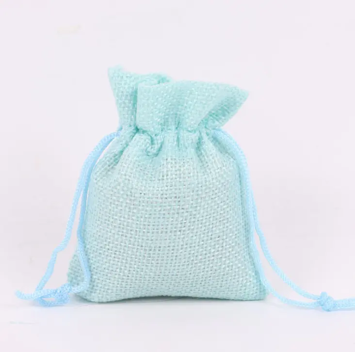 on stock plain organic Jute pouch linen bag small reusable hemp drawstring bags jewelry bags gift pouches